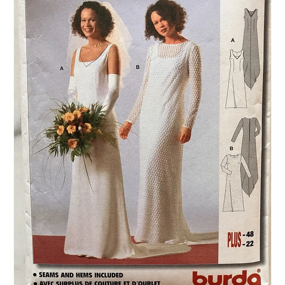 Burda Pattern 8966 Women's Wedding‎ Dress Size 10-12-14-16-18-20-22 Uncut FF